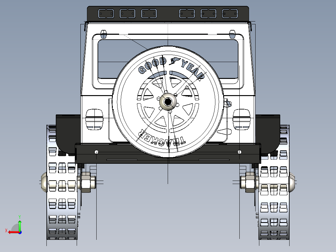 BBQ钣金吉普车模型后视图