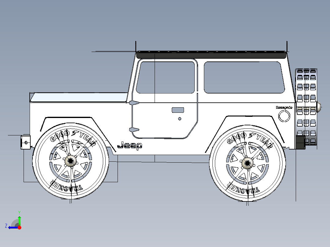 BBQ钣金吉普车模型右视图