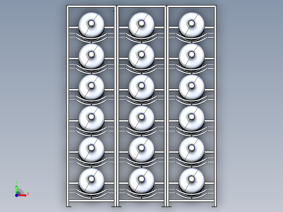 A0003668-带多个架子的水瓶储存架前视图