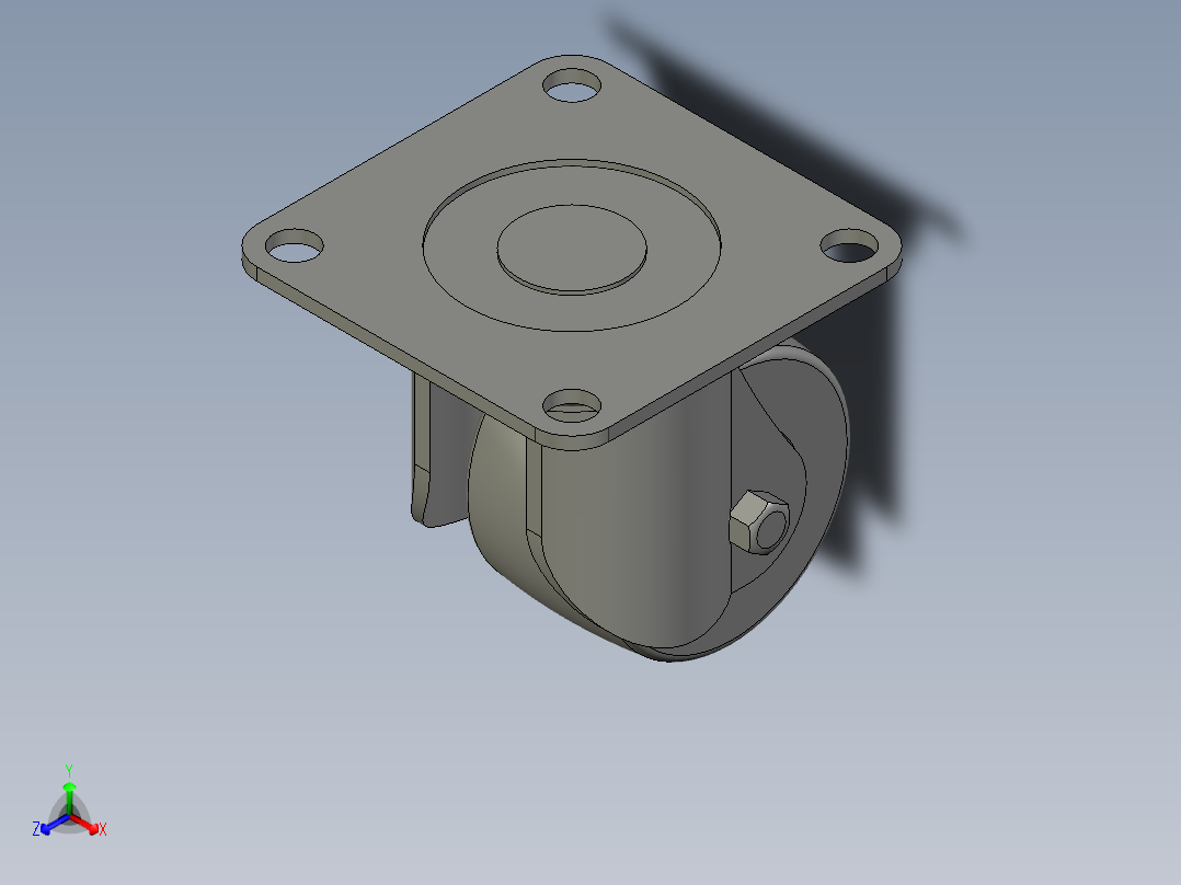 23LM012脚轮正等轴测图