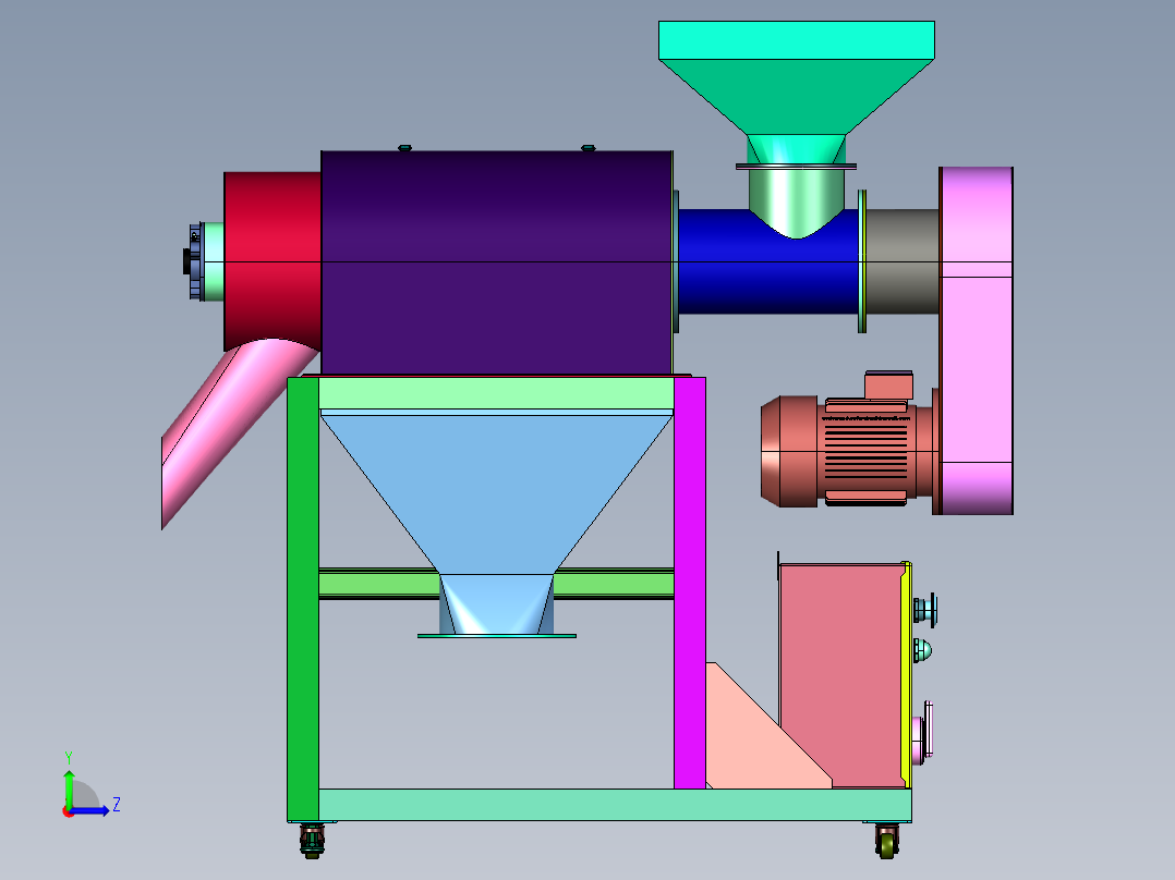 加工用离心筛选装置左视图