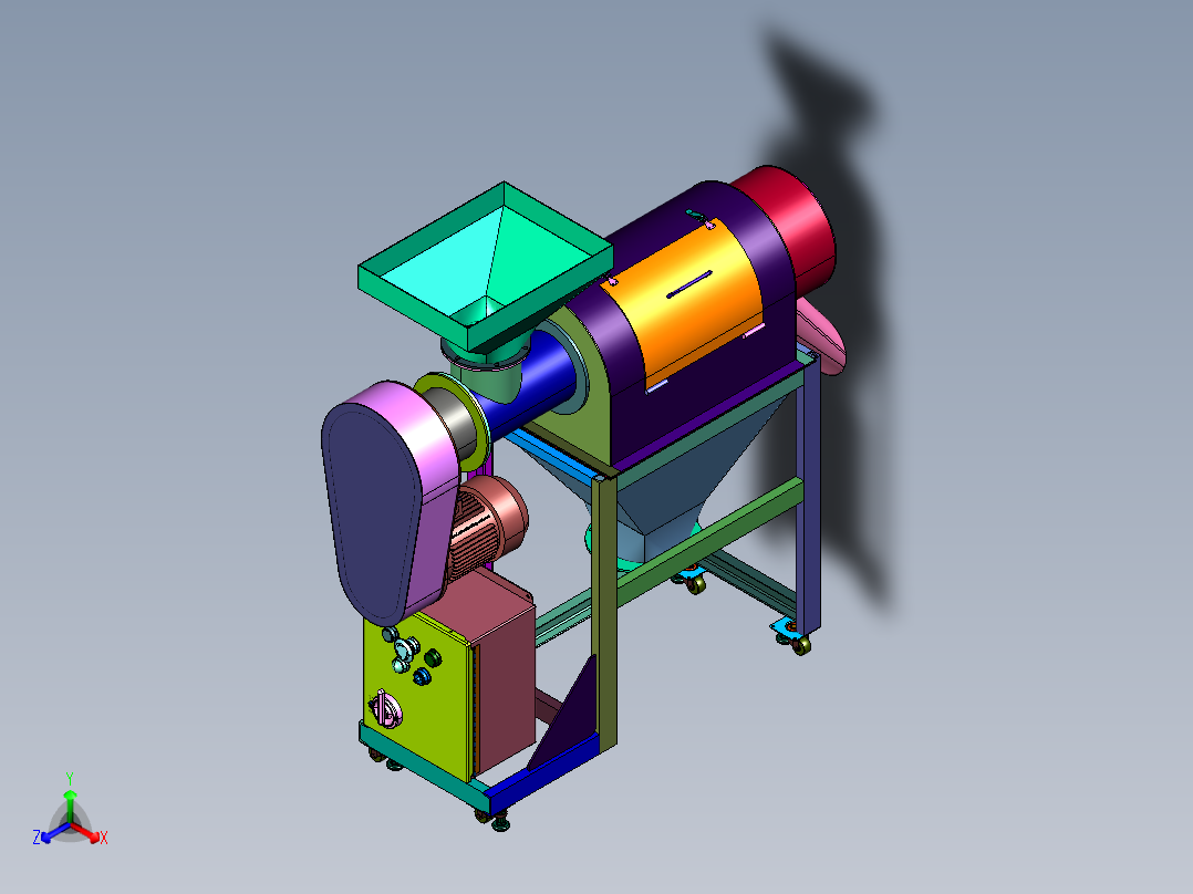 加工用离心筛选装置正等轴测图