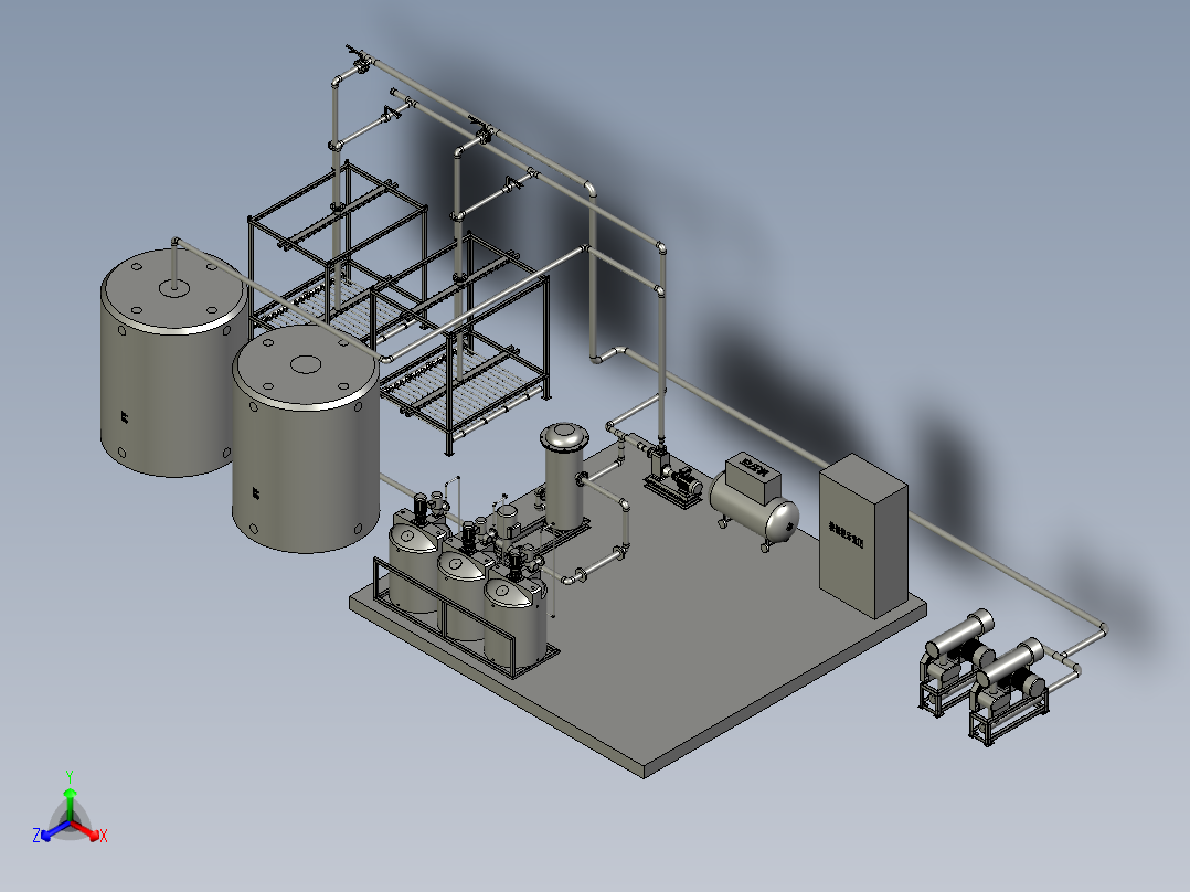 城市中小型污水处理厂正等轴测图