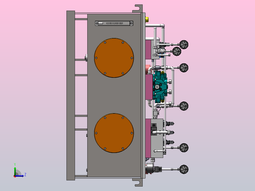 挖掘机高压多路阀液压测试试验台（SW+CAD+说明书）左视图