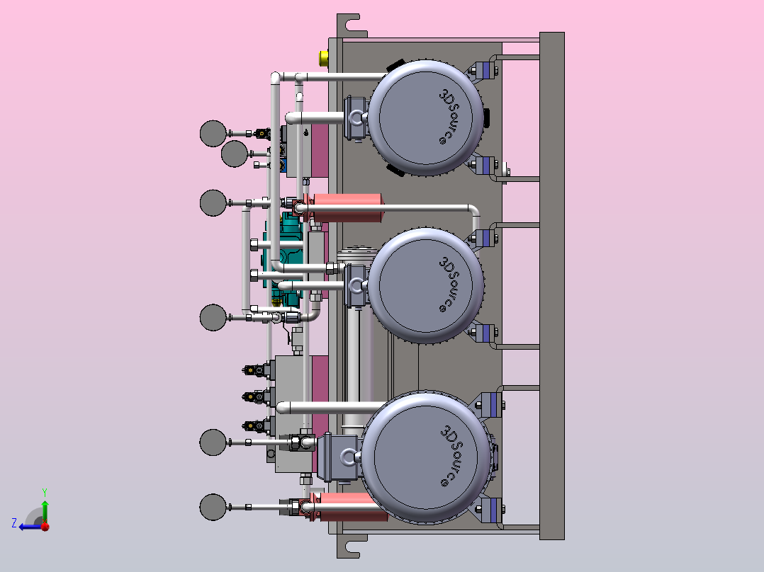 挖掘机高压多路阀液压测试试验台（SW+CAD+说明书）右视图