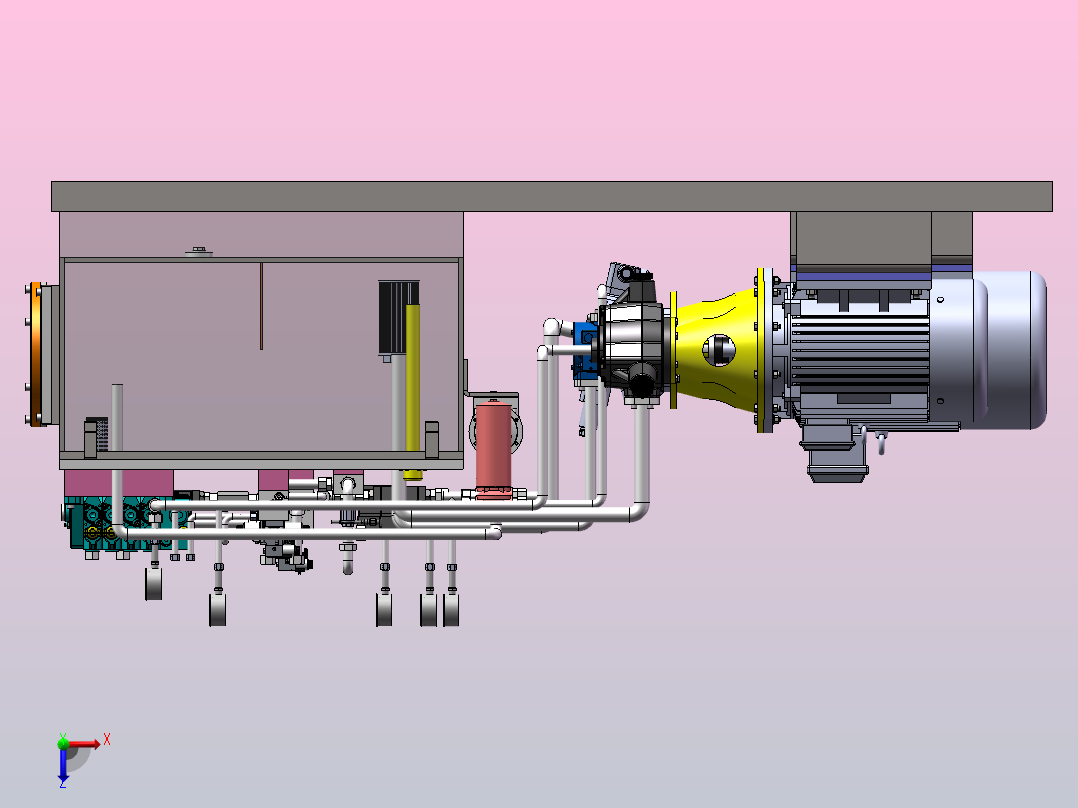 挖掘机高压多路阀液压测试试验台（SW+CAD+说明书）俯视图