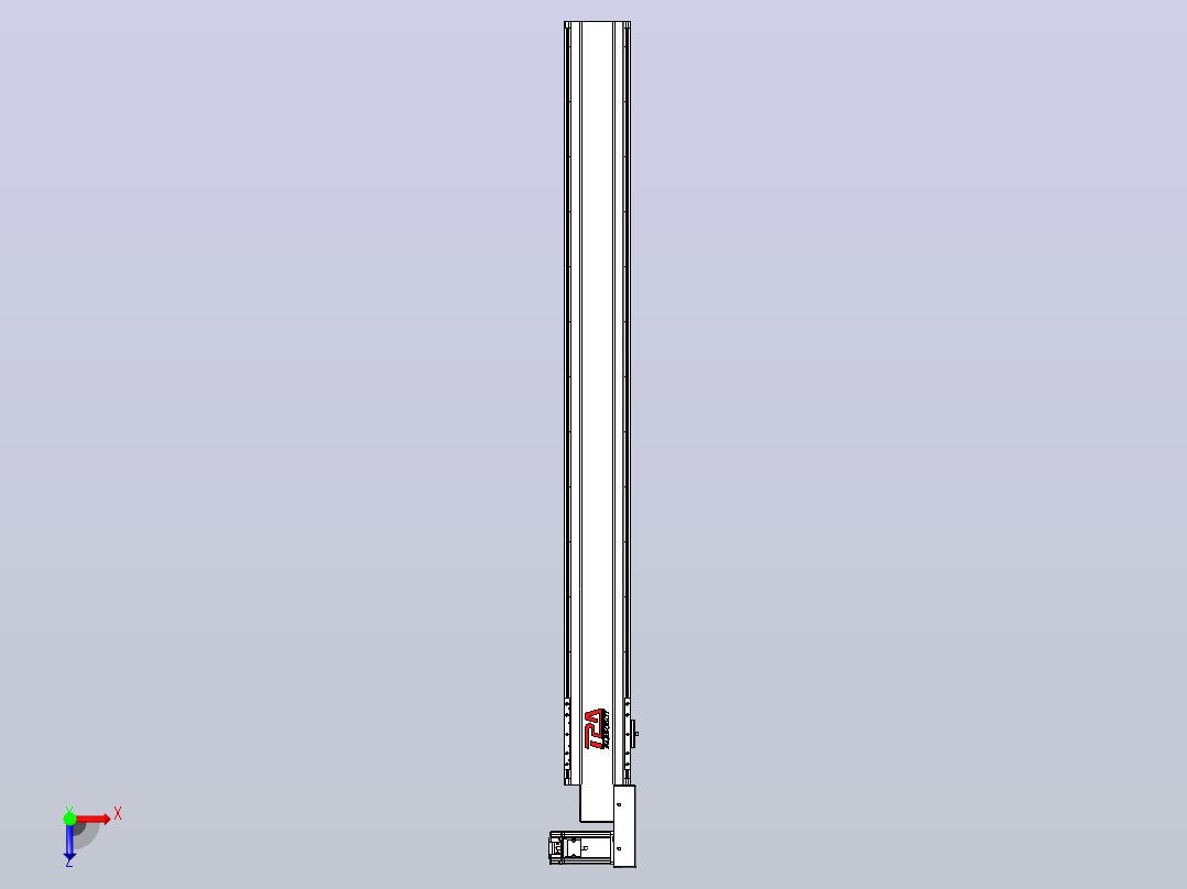 皮带直线轴半封闭可选导轨TPA-HNB-120D-110-L1150-MR-Y-P40-N3俯视图