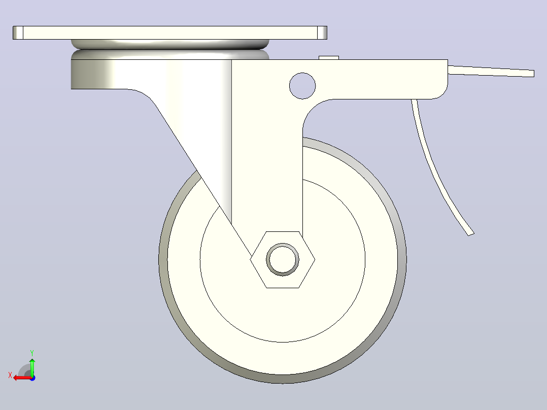 中载型(120~150kg)钢双刹型脚轮[CAHL75-U]后视图