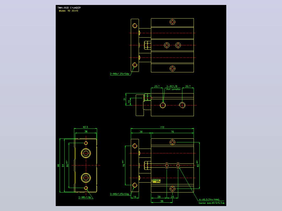 双轴气缸2D-TD32x10