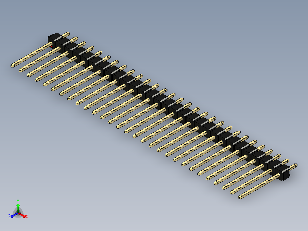 彩色公头100mil（2.54mm）系列-DS1021_black_1x29p_100mil_Type5_rev1.0主视图