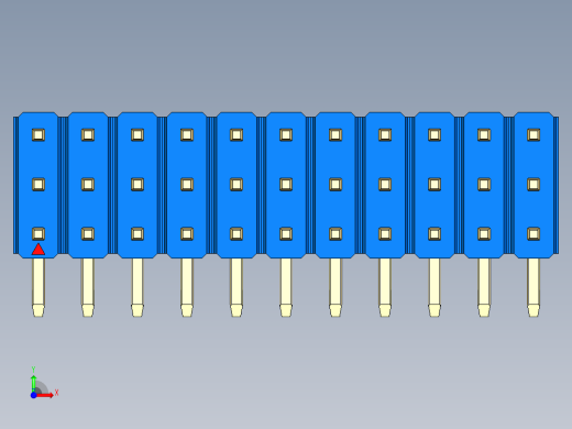 彩色公排针 100mil 2.54mm 系列-DS1022_blue_3x11p_100mil_TypeD_rev1.0前视缩略图