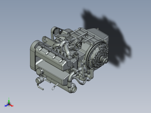 1.2升3cylV12涡轮充电汽油发动机正等轴测缩略图
