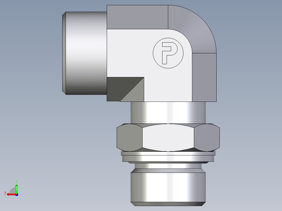 卡套式工业通用硬管接头EO_Adjustable_Locknut_elbow_WEE20SMOMDCF后视图