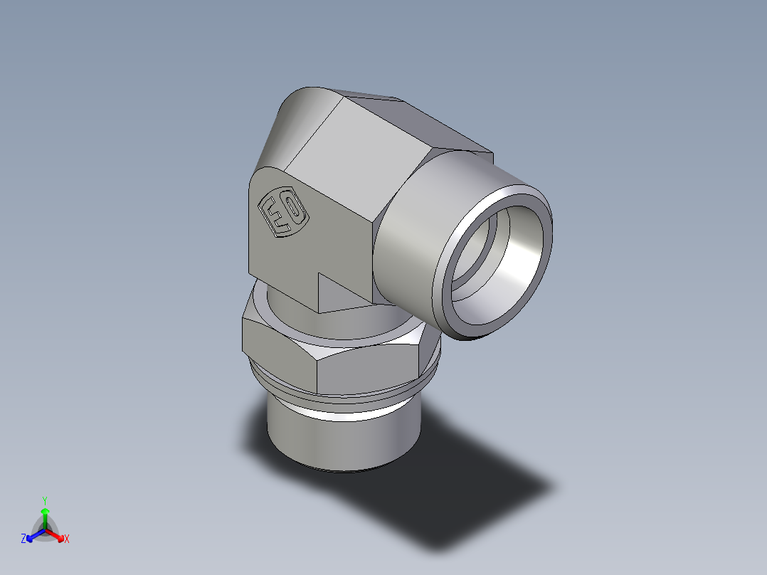 卡套式工业通用硬管接头EO_Adjustable_Locknut_elbow_WEE20SMOMDCF正等轴测图