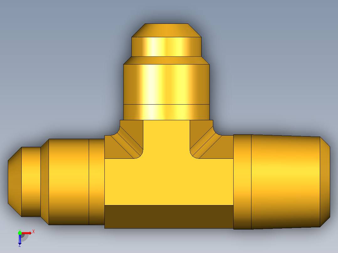 扩口式工业通用硬管接头Male Run Tee 151F-5-4俯视图