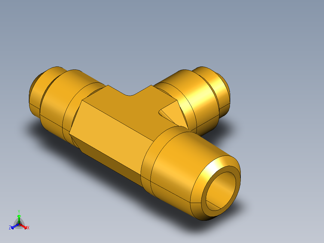 扩口式工业通用硬管接头Male Run Tee 151F-5-4正等轴测图