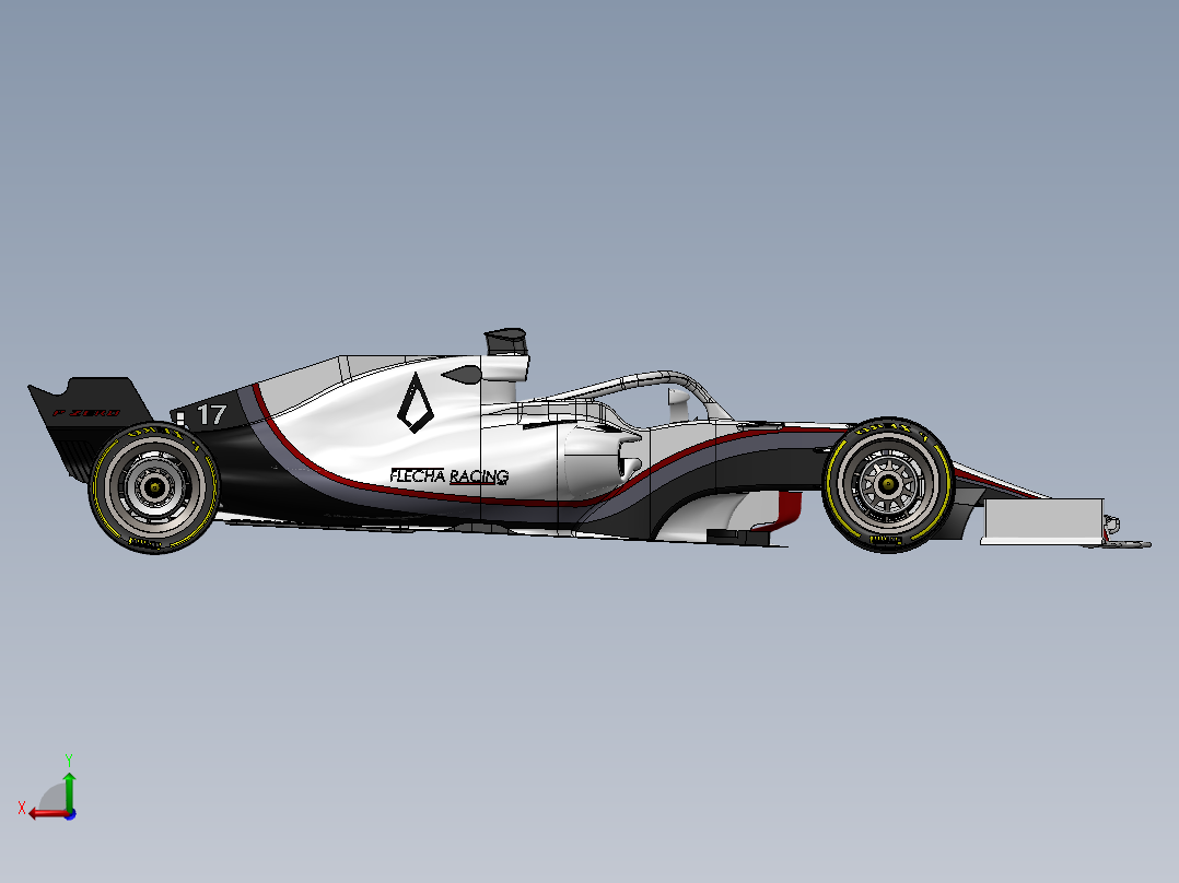 一级方程式赛车后视图