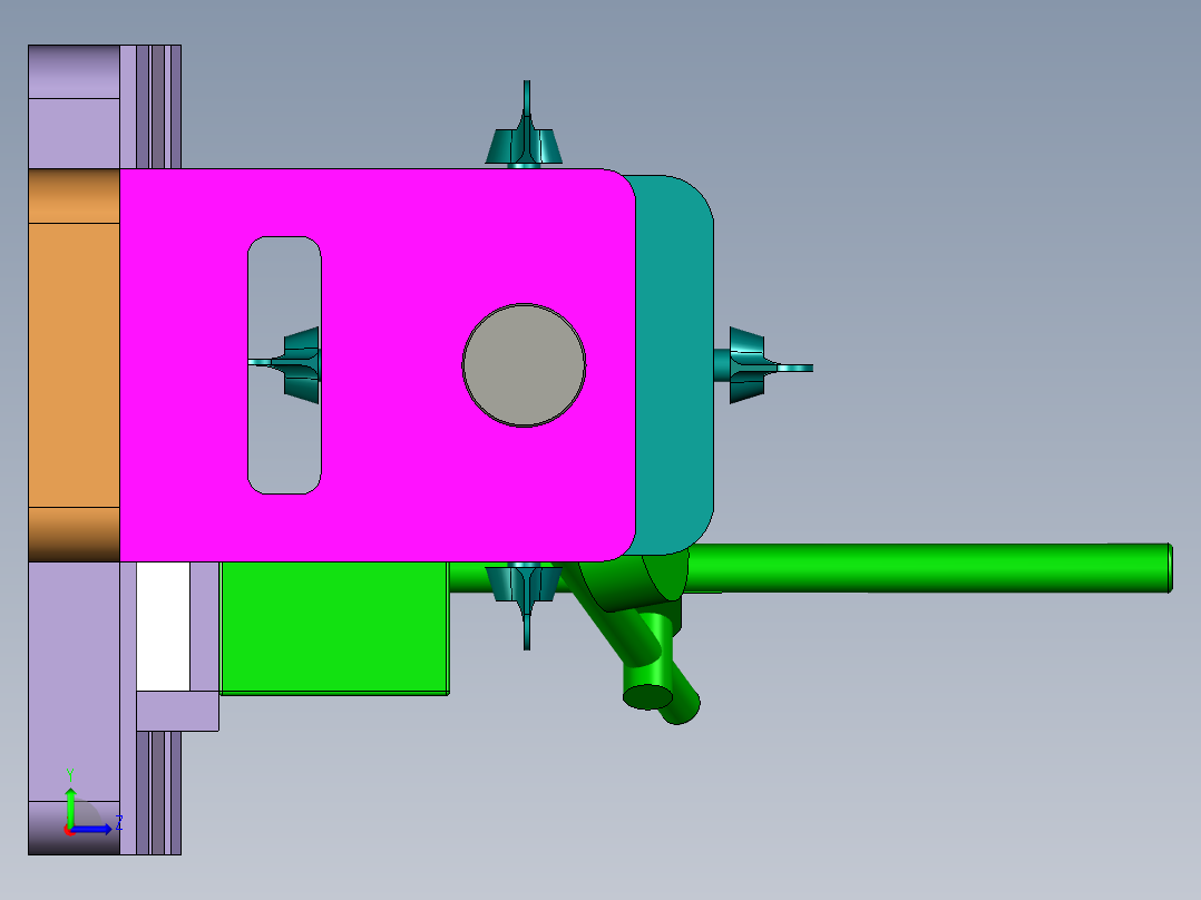 四爪找正夹具模型三维夹具设计左视图