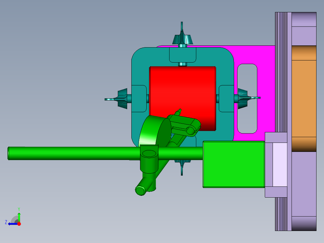 四爪找正夹具模型三维夹具设计右视图