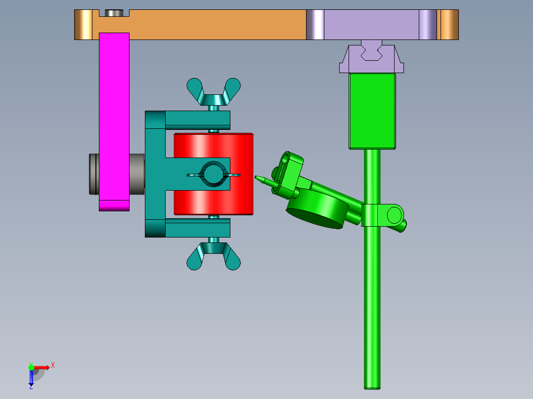 四爪找正夹具模型三维夹具设计俯视图