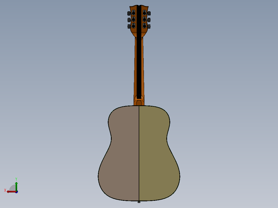 吉他设计模型后视图