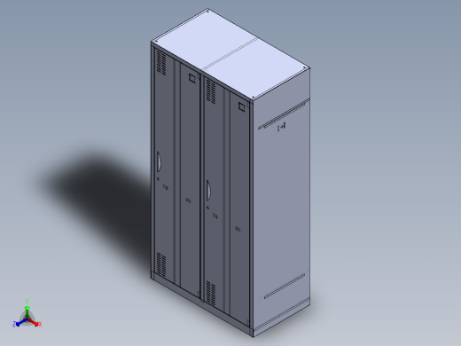 二门更衣柜正等轴测缩略图