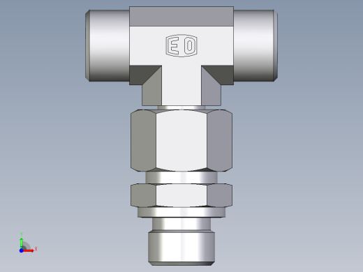 卡套式工业通用硬管接头EO_Assembled_adjustable_standpipe_branch_tee_EVT12LROMD71前视缩略图