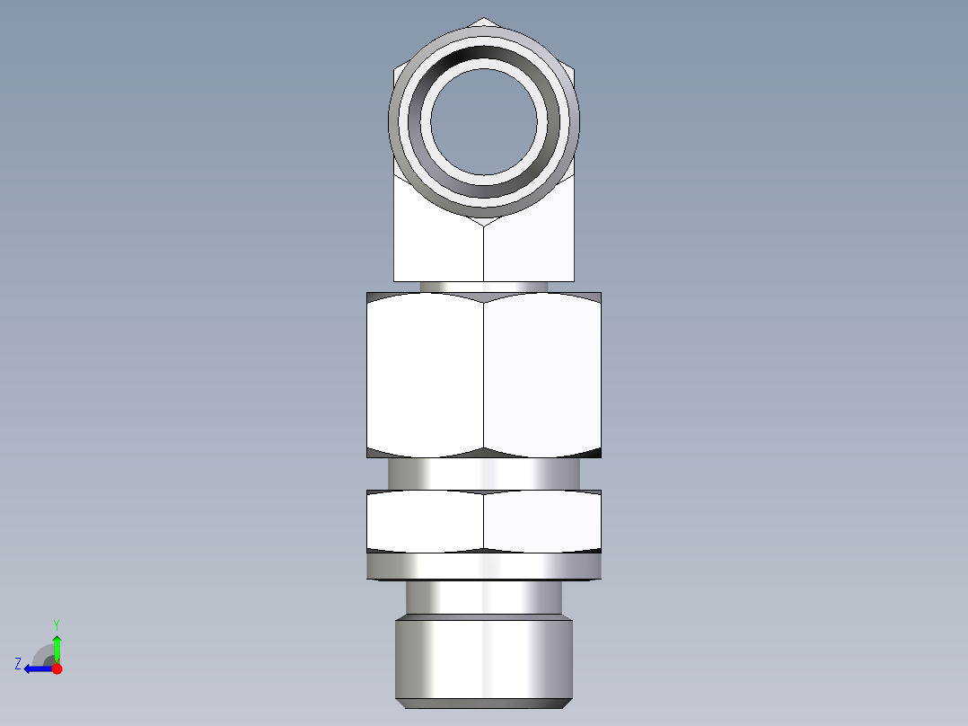 卡套式工业通用硬管接头EO_Assembled_adjustable_standpipe_branch_tee_EVT12LROMD71右视图
