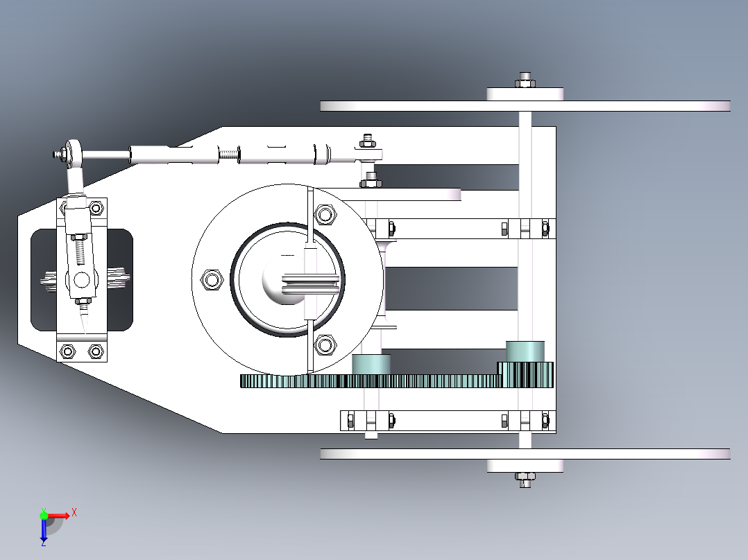 无碳小车(走S型道路) 机械设备 3D模型图纸 设计素材俯视图