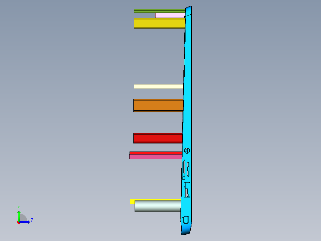 笔记本键盘外壳内腔结构仿形检具模型左视图