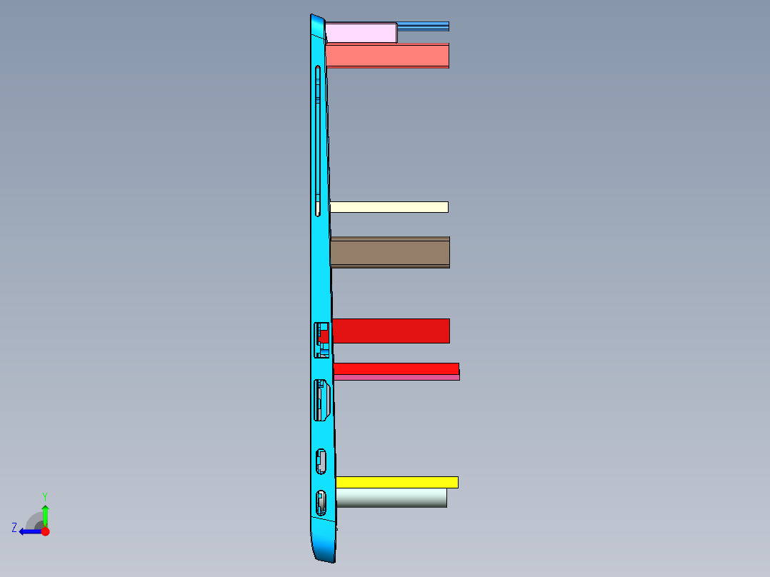 笔记本键盘外壳内腔结构仿形检具模型右视图