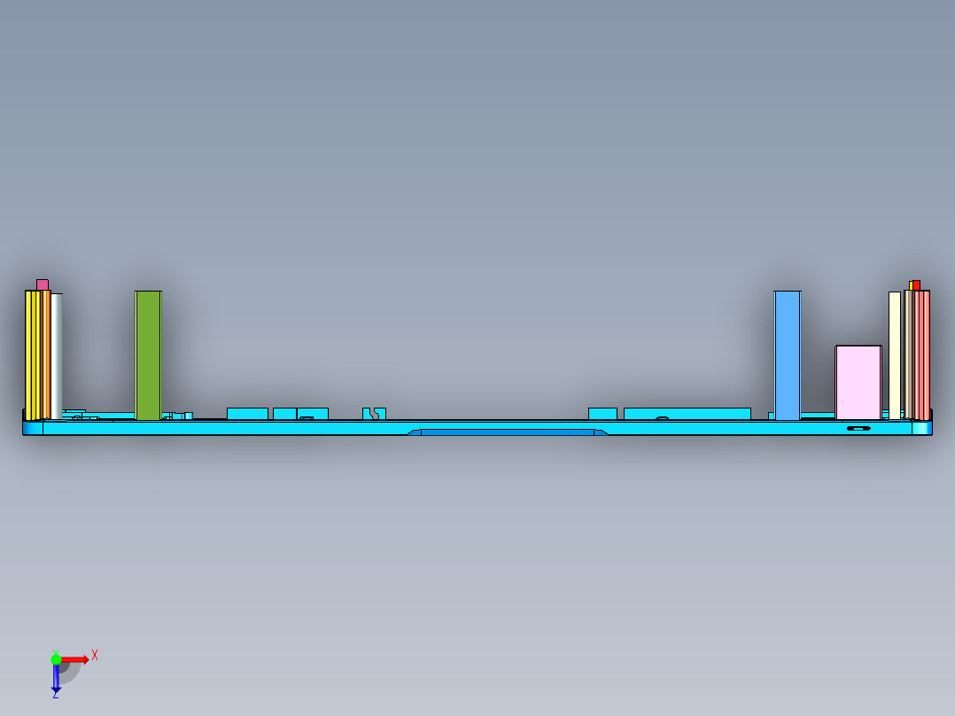 笔记本键盘外壳内腔结构仿形检具模型俯视图