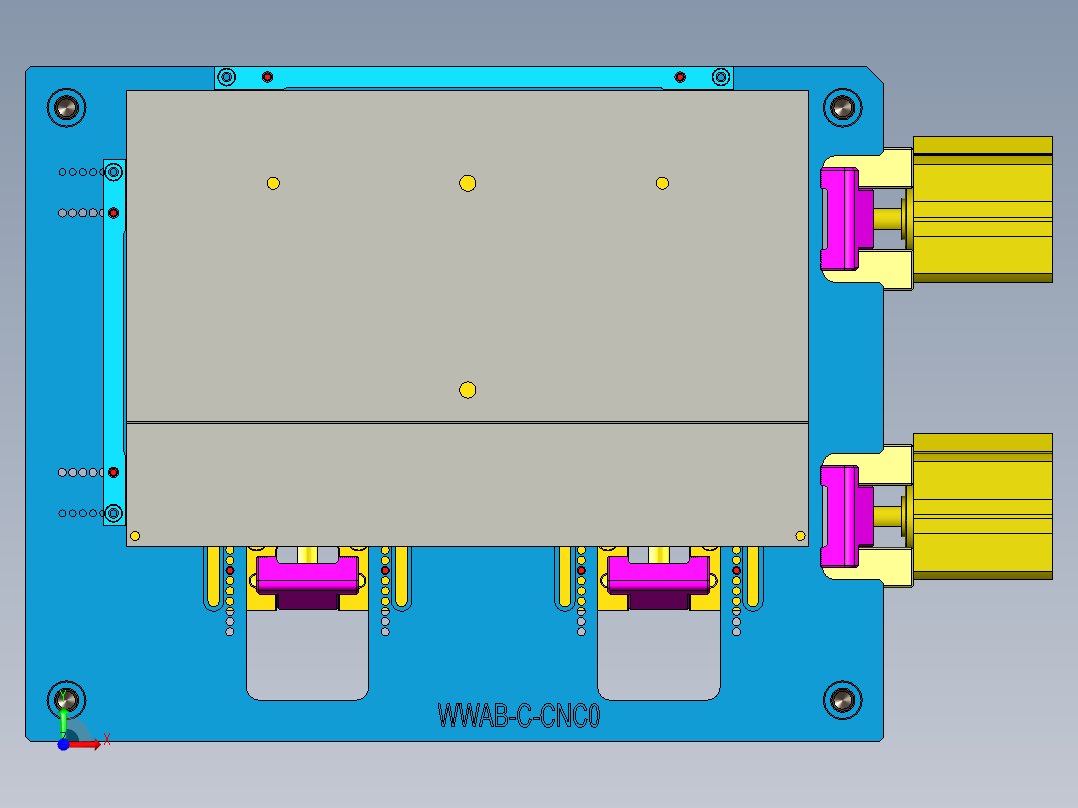 平板飞面通用可调节CNC治具模型前视图