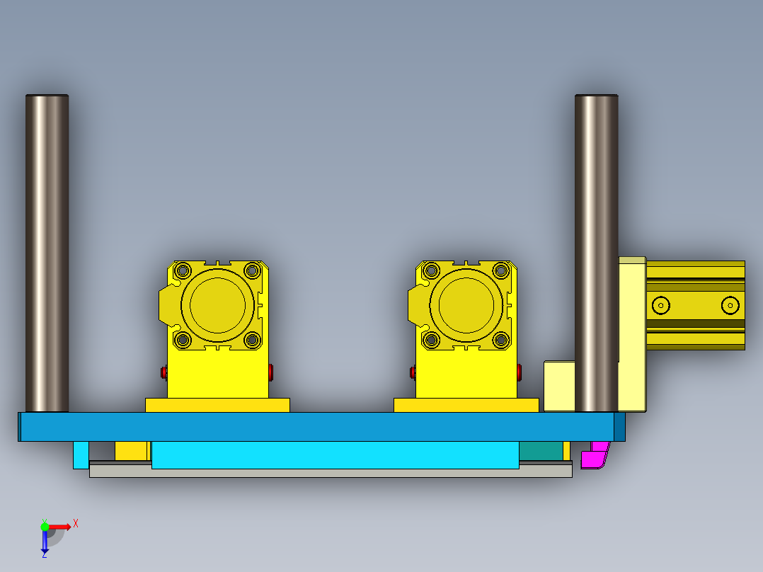 平板飞面通用可调节CNC治具模型俯视图