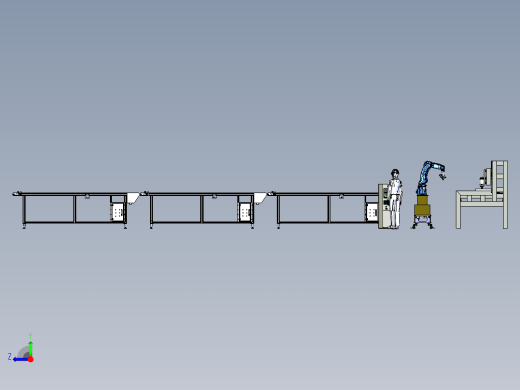 工作台式数控机床与移动机械手组合右视缩略图