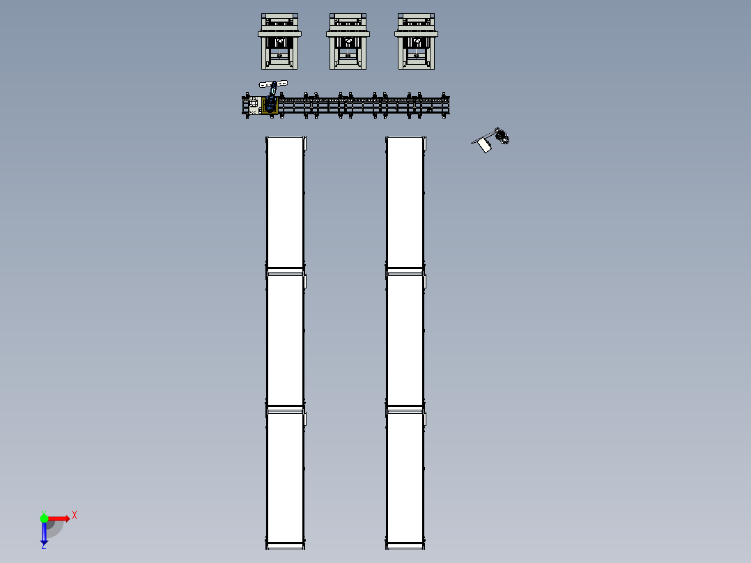 工作台式数控机床与移动机械手组合俯视图