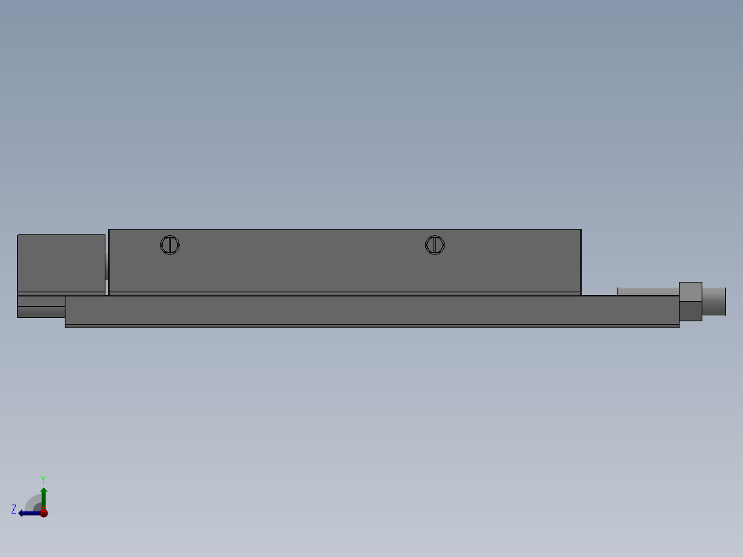 MXQ20 气动滑台（循环式直线导轨）双缸型[MXQ20A-100-ZB4]右视图
