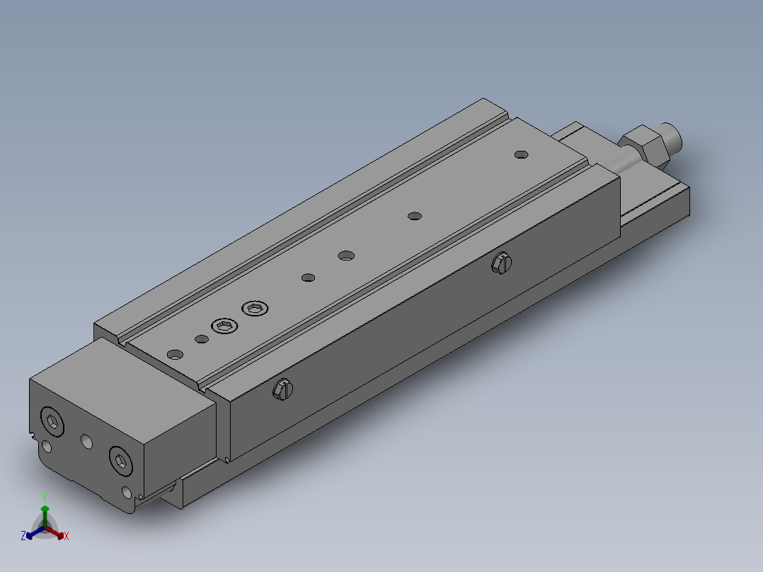 MXQ20 气动滑台（循环式直线导轨）双缸型[MXQ20A-100-ZB4]正等轴测图