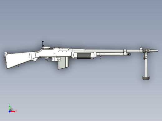 手枪左轮冲锋枪老式狙击步枪设计3D图纸bar-m1912a2-1 2 STP前视缩略图