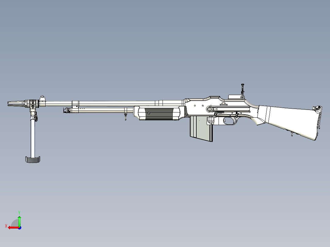 手枪左轮冲锋枪老式狙击步枪设计3D图纸bar-m1912a2-1 2 STP后视图