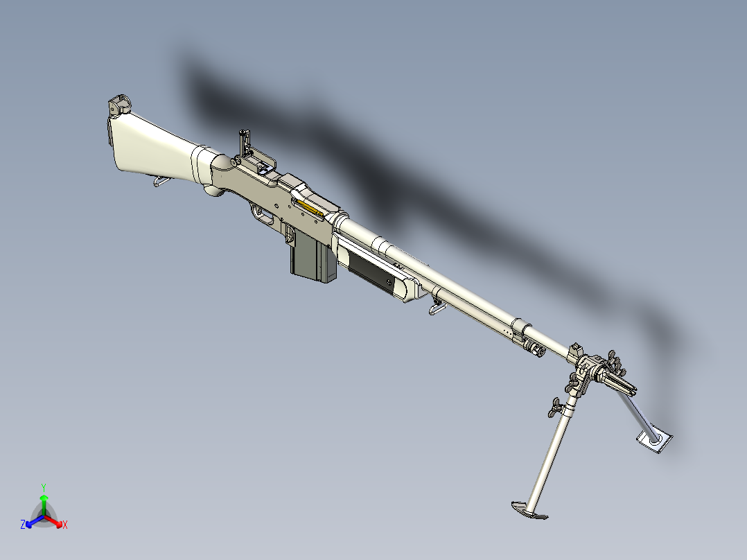 手枪左轮冲锋枪老式狙击步枪设计3D图纸bar-m1912a2-1 2 STP正等轴测图