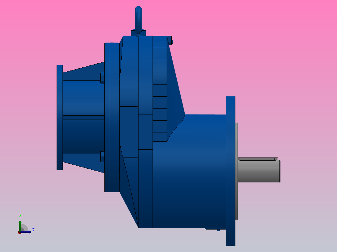 RXF77ZP斜齿轮减速机RXF77-1.6-M1-P63-Φ200左视图