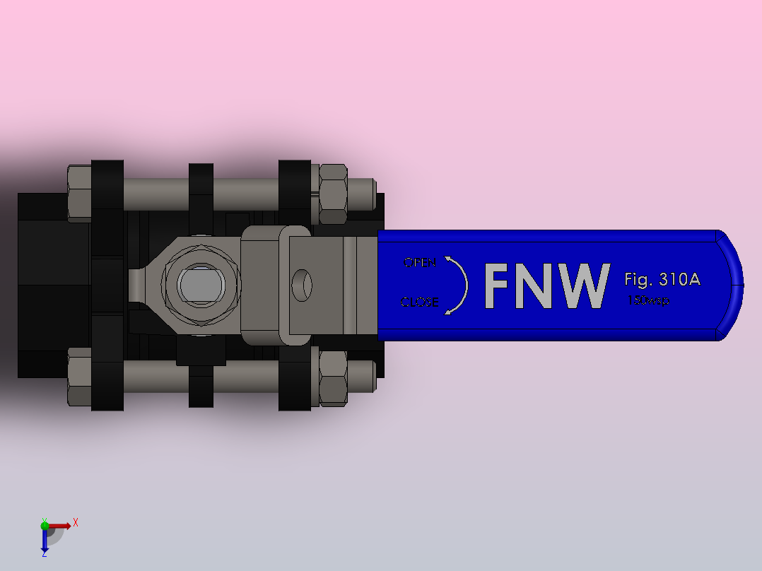 FNW-FNW310ASWL三片式内螺纹球阀俯视图