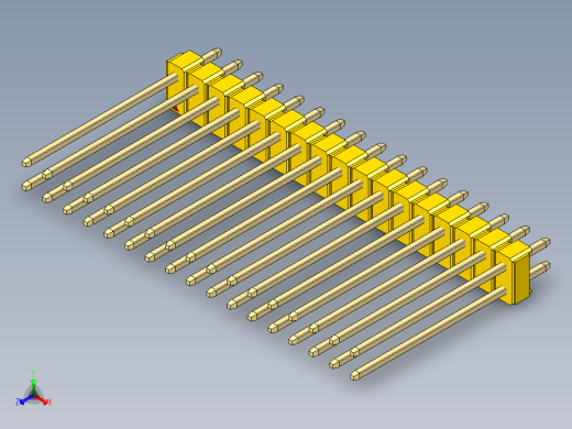 彩色公头100mil（2.54mm）系列-DS1021_yellow_2x17p_100mil_Type19_rev1.0正等轴测缩略图
