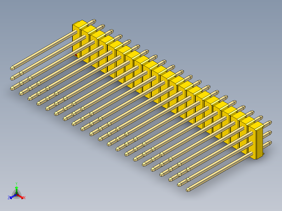 彩色公头100mil（2.54mm）系列-DS1021_yellow_3x21p_100mil_Type19_rev1.0主视图