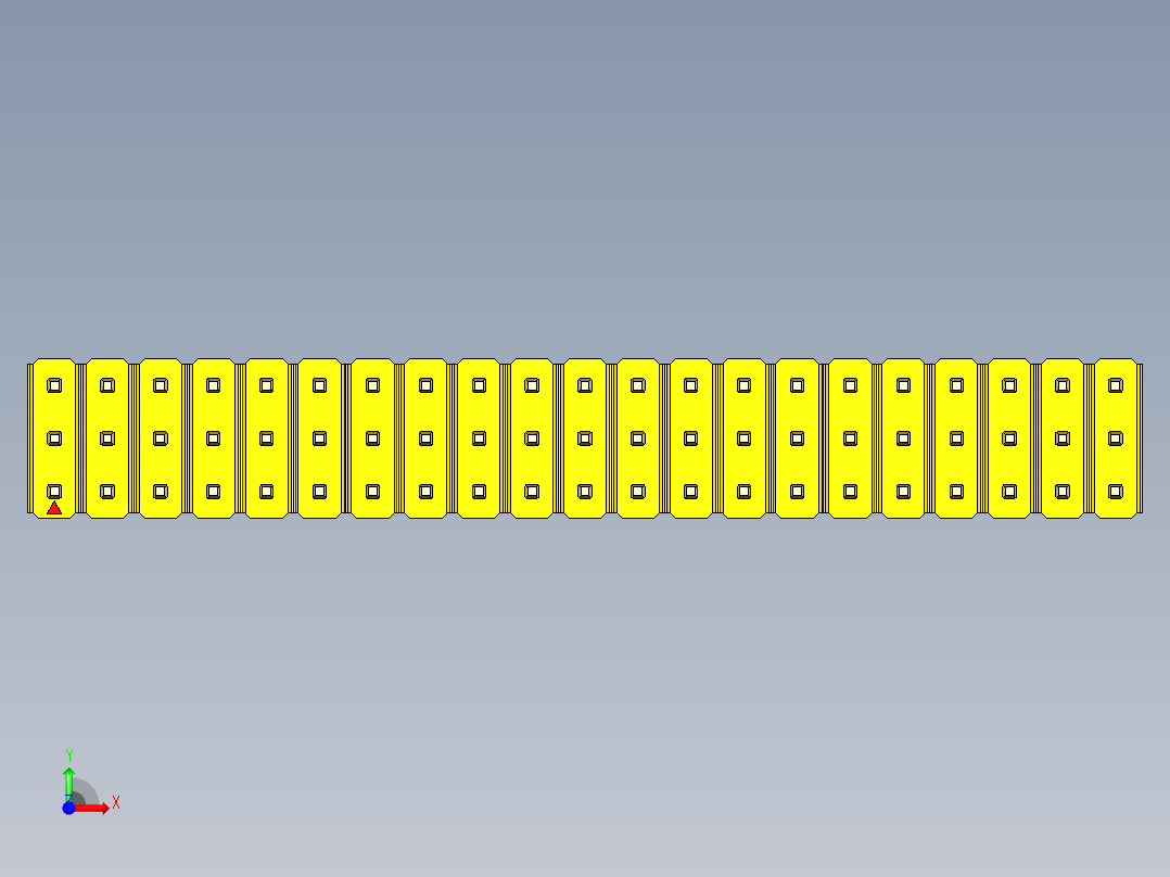 彩色公头100mil（2.54mm）系列-DS1021_yellow_3x21p_100mil_Type19_rev1.0前视图