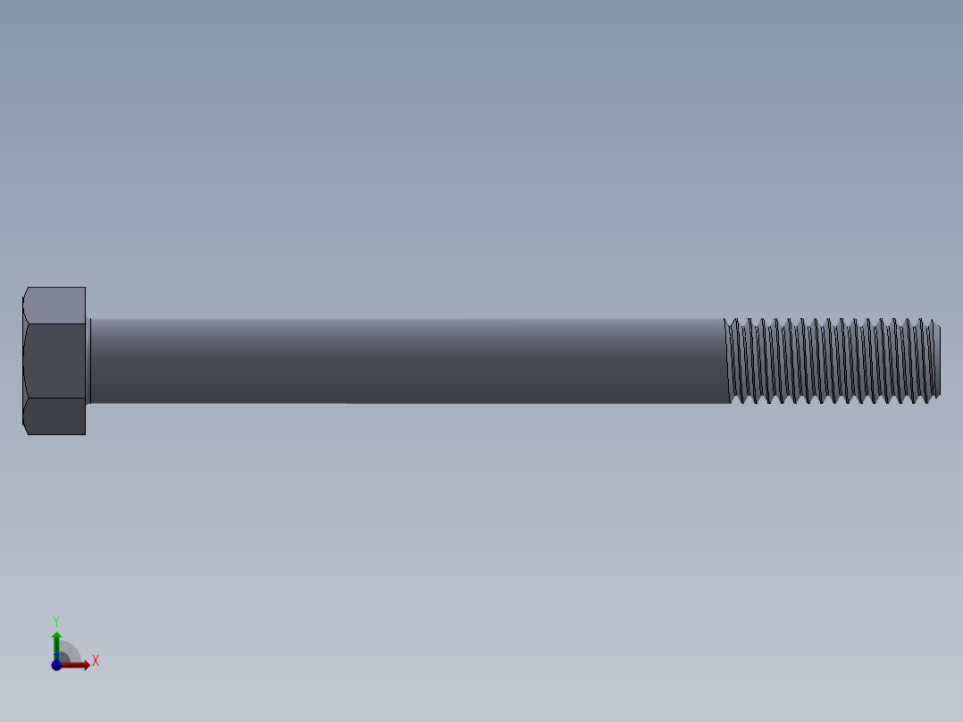 UNC 六角螺栓-Hex Bolt 0.500-13 x 5.SLDPRT前视图