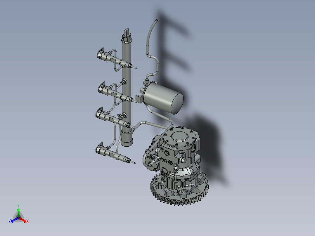喷油柴油共轨系统(CDI)正等轴测图