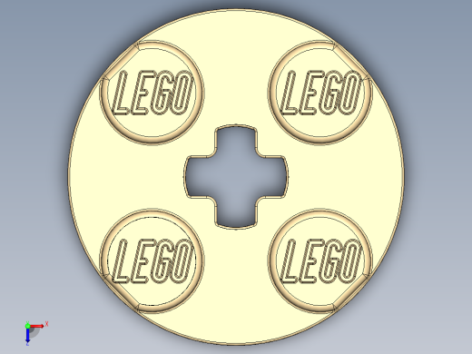 乐高零件 4032 板 2 x 2 圆形-4032 Light Brick Yellow Plate 2 x 2 Round.SLDPRT俯视缩略图