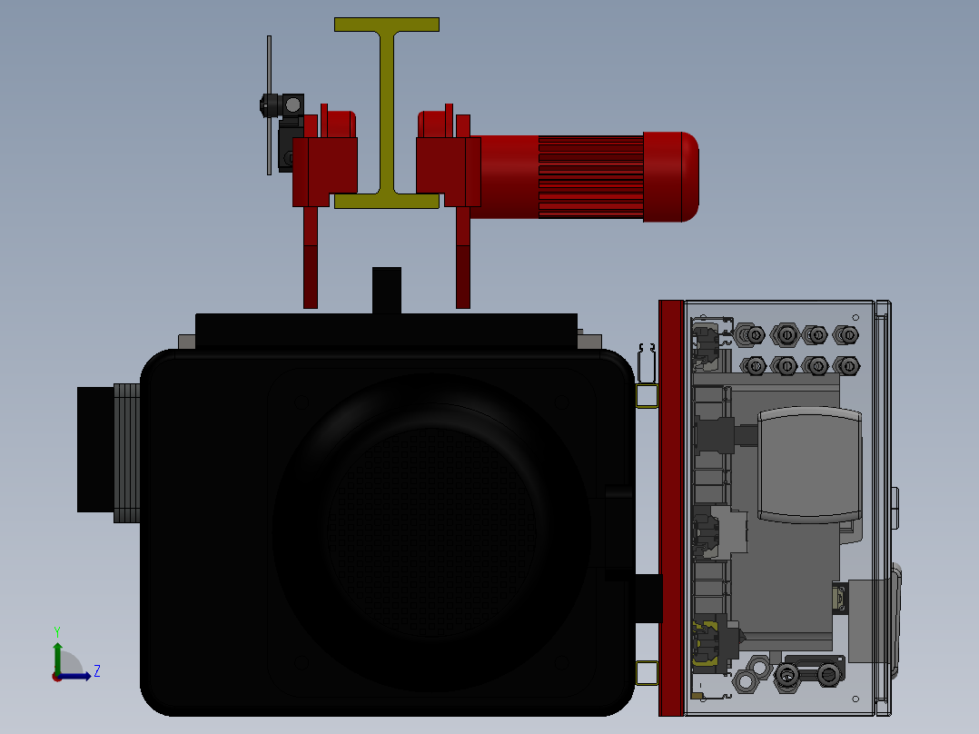 10吨电动葫芦起重机(带电控柜)左视图